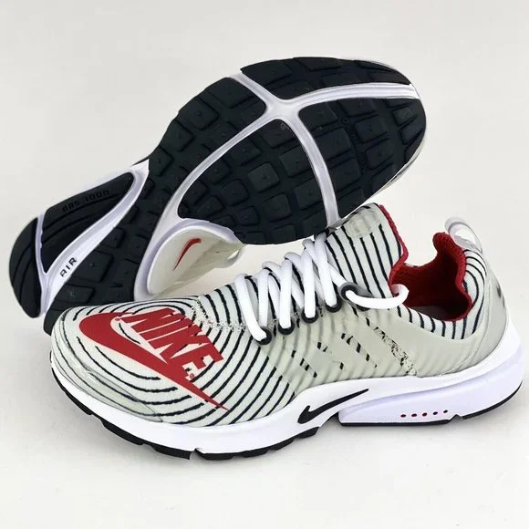 Nike Air Presto White Black Red Men's Sneakers Shoes Nike Logo Zebra CT3550-101 - Picture 2 of 12